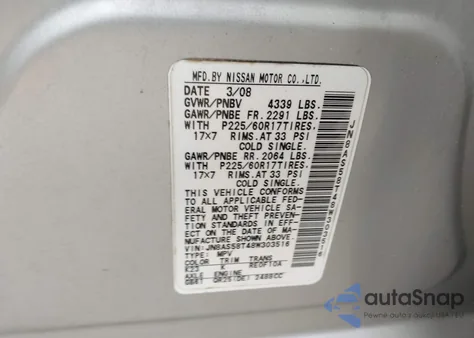 2008 Nissan Rogue Sl from USA, damaged, VIN JN8AS58T48W303516